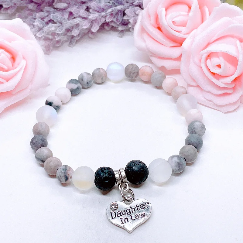 Layered chain bracelets-Daughter In Law Heart Companion Charm Bracelet  Lava