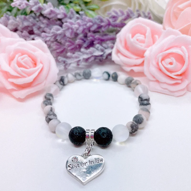 Light accent bracelets-Sister-In-Law Heart Companion Charm Bracelet Lava