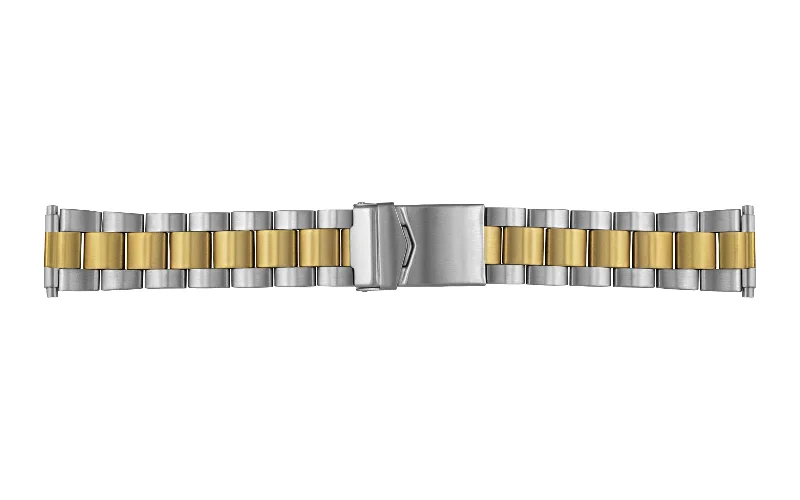 Wide chain bracelets-Hadley-Roma Men's Two Tone Rolex Oyster® Style Straight End Metal Bracelet Watch Band