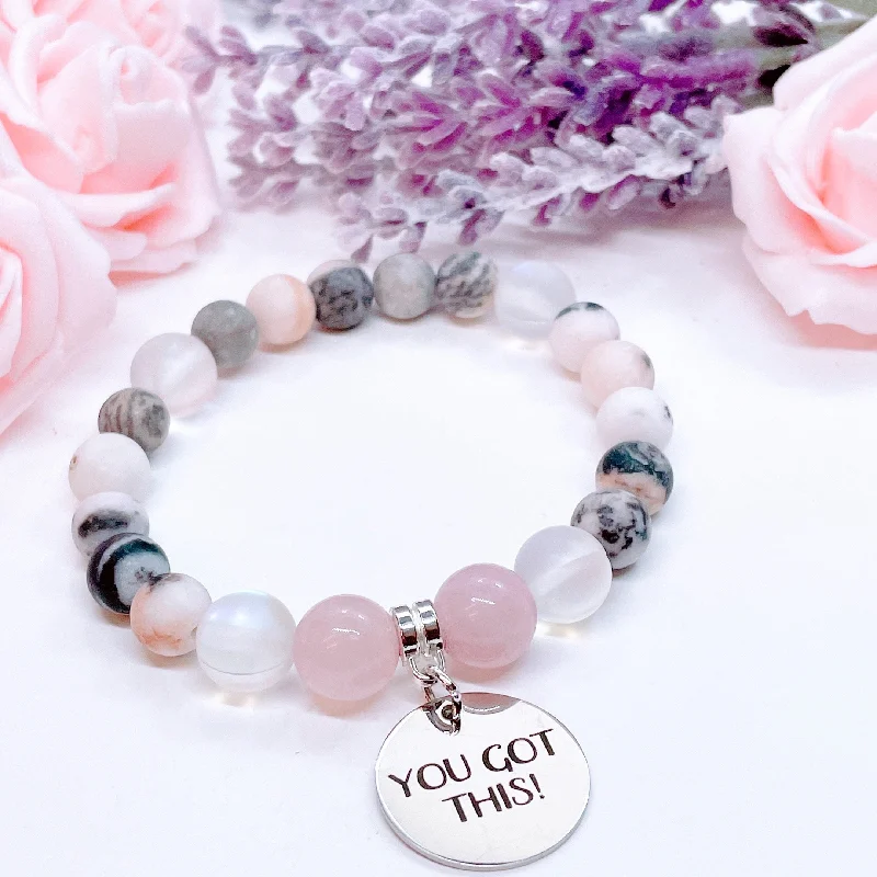 Warm wood bracelets-You Got This Classic Charm Bracelet Rose Quartz