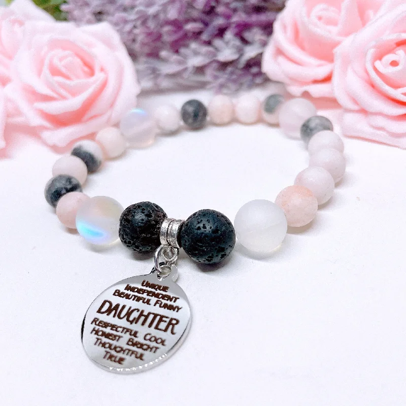 Oval shape bracelets-Daughter Sentiments Classic Charm Bracelet Lava