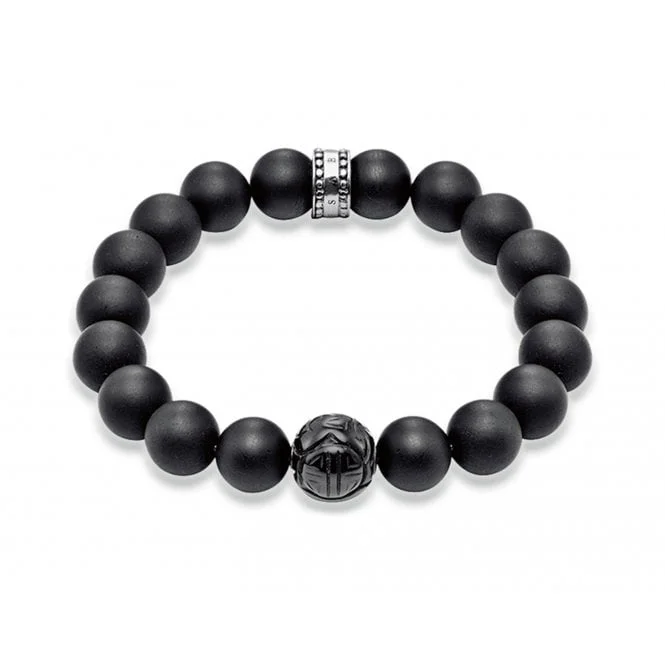 Vivid diamond bracelets-Thomas Sabo Obsidian Black Bead Bracelet A1085-023-11