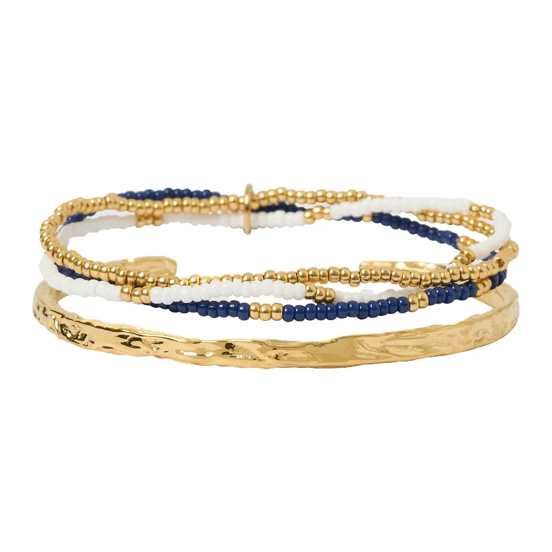 Wrapped thread bangles-Sunshine Bracelet Stack - Navy