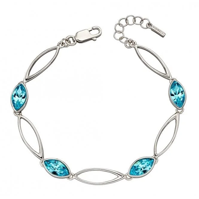 Thin rose bangles-Fiorelli Silver Twist Navette Aqua Bohemia Crystal Bracelet B5211A