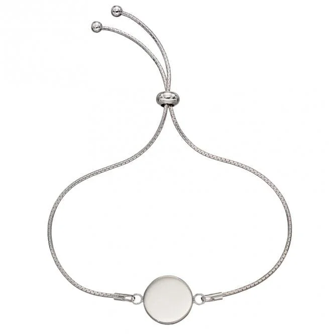 Clear link bracelets-Engravable Silver Disc Toggle Bracelet B5305