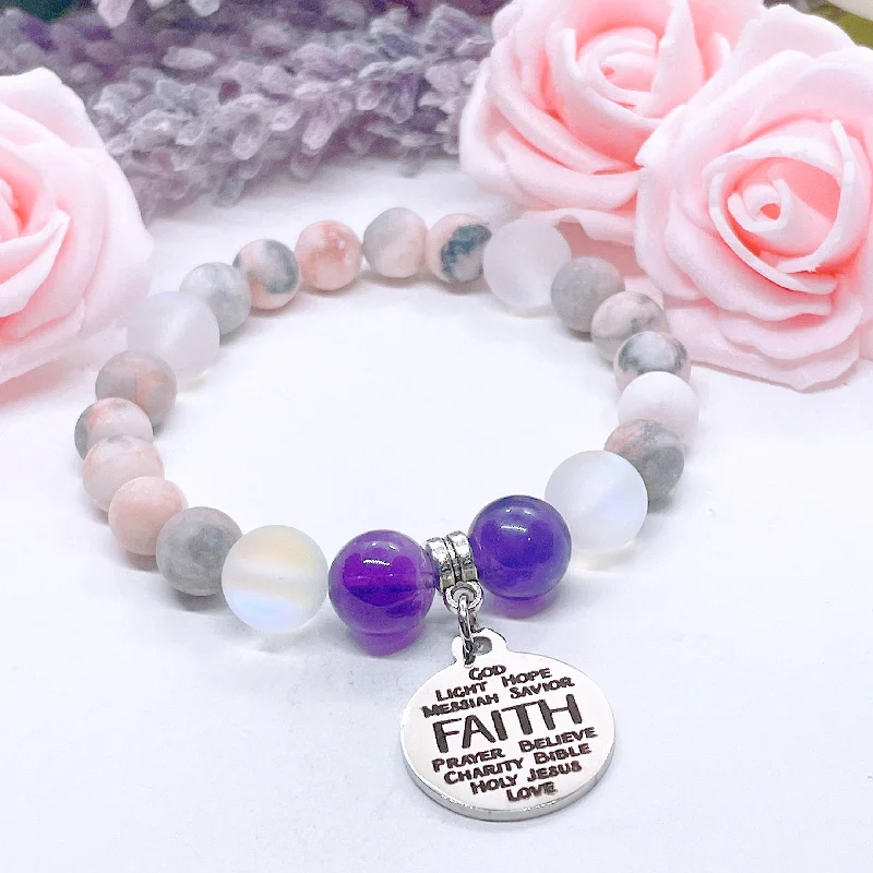 Smooth art bracelets-Faith Sentiments Classic Charm Bracelet Amethyst