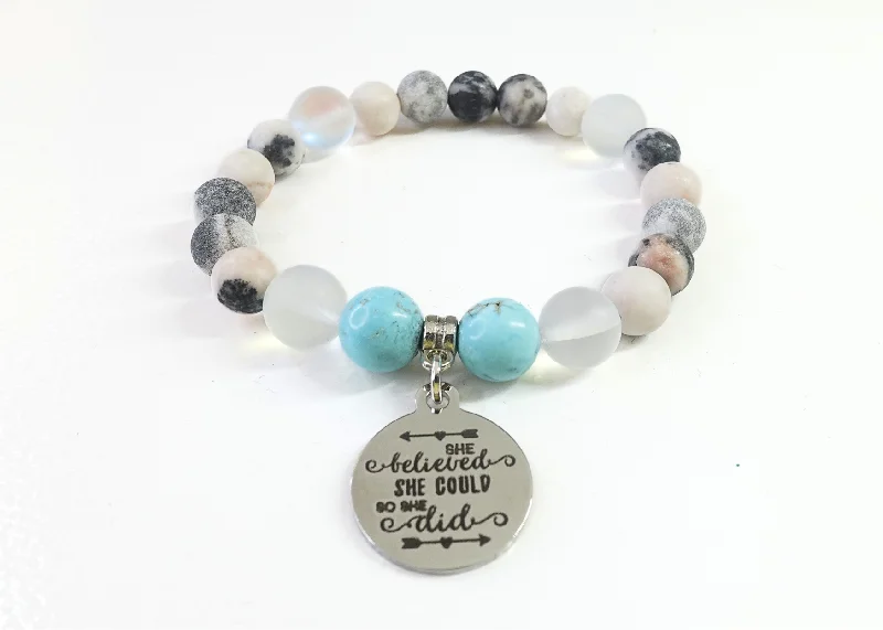 Old lock bracelets-She Believed She Could So She Did Classic Charm Bracelet Turquoise