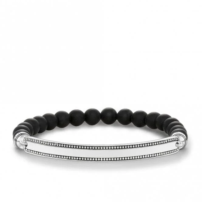 Burnished bronze bangles-Thomas Sabo Blackened Obsidian Bracelet LBA0016-704-11