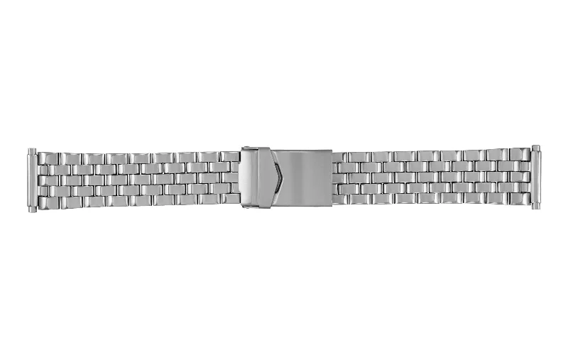 Freshwater pearl bracelets-Hadley-Roma Men's Shiny Stainless Steel Metal Link Bracelet Watch Band