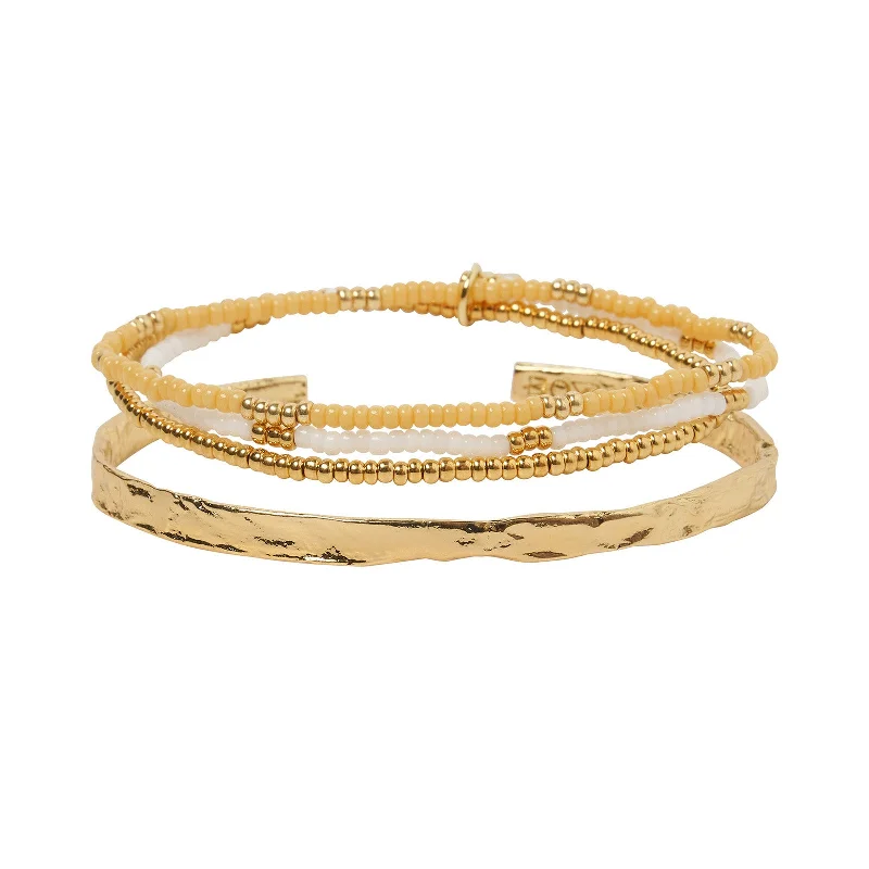 Braided silk bracelets-Sunshine Bracelet Stack - Mango