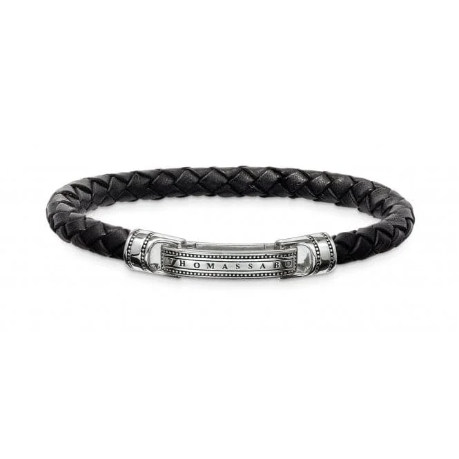 Flex thread bracelets-Thomas Sabo Black Strap Leather Bracelet LB40-008-11