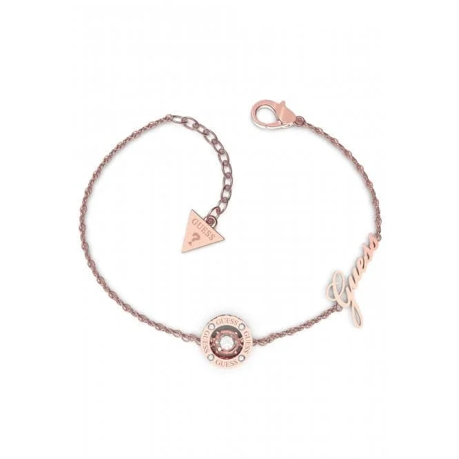 Fine bead bangles-Ladies Rose Gold Plated Charm Crystals Bracelet UBB01462RGL