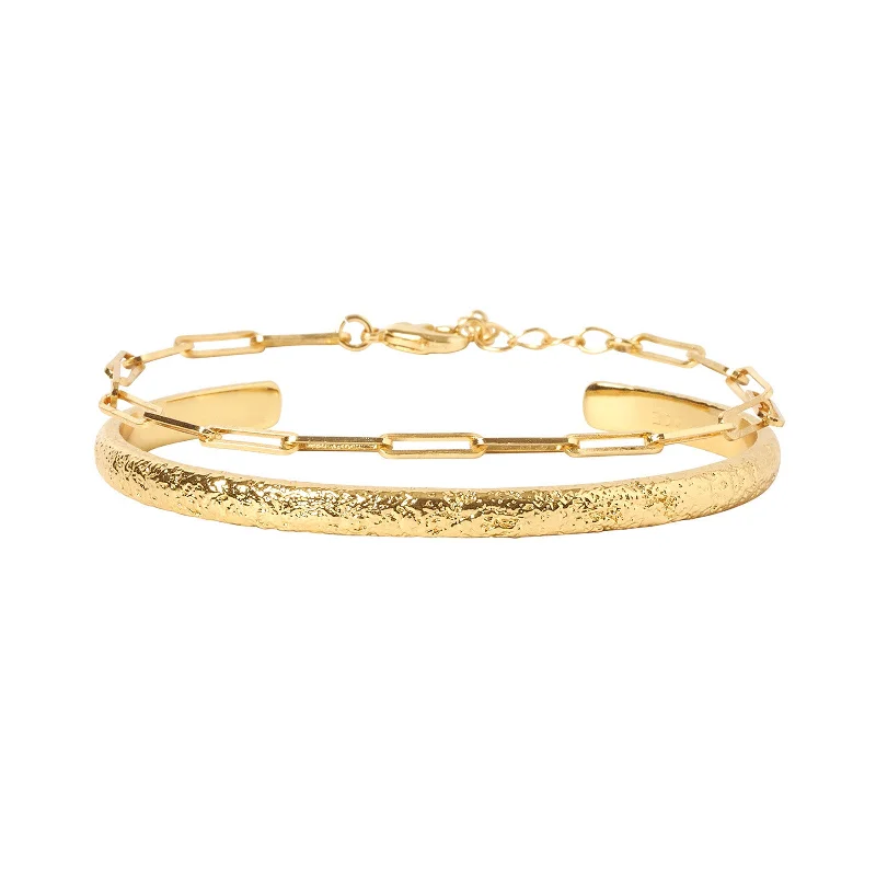 Oval shape bracelets-Santi Bracelet Stack