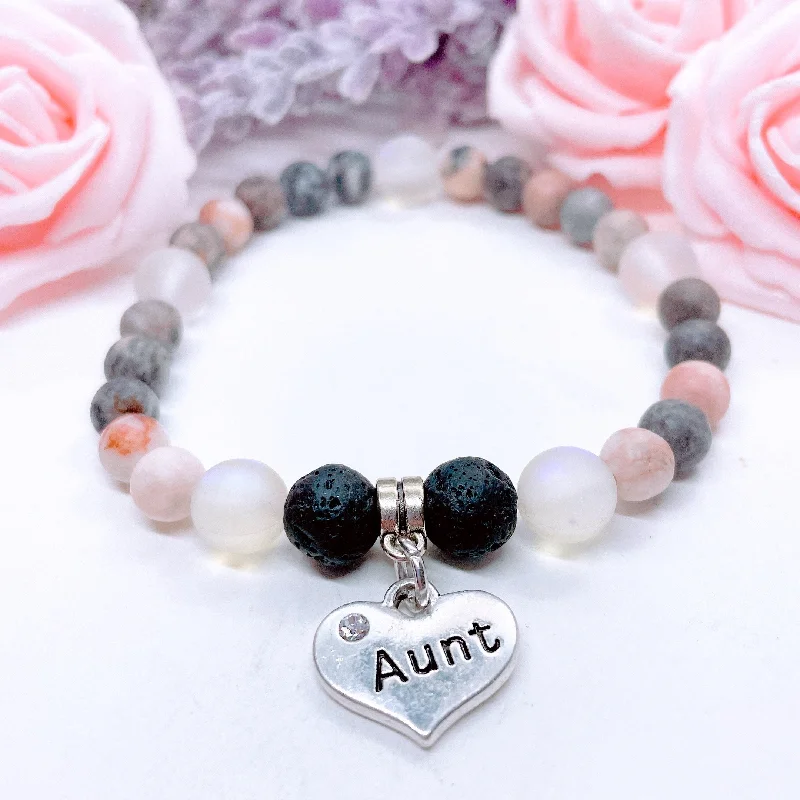 Pink quartz bangles-Aunt Heart Companion Charm Bracelet Lava