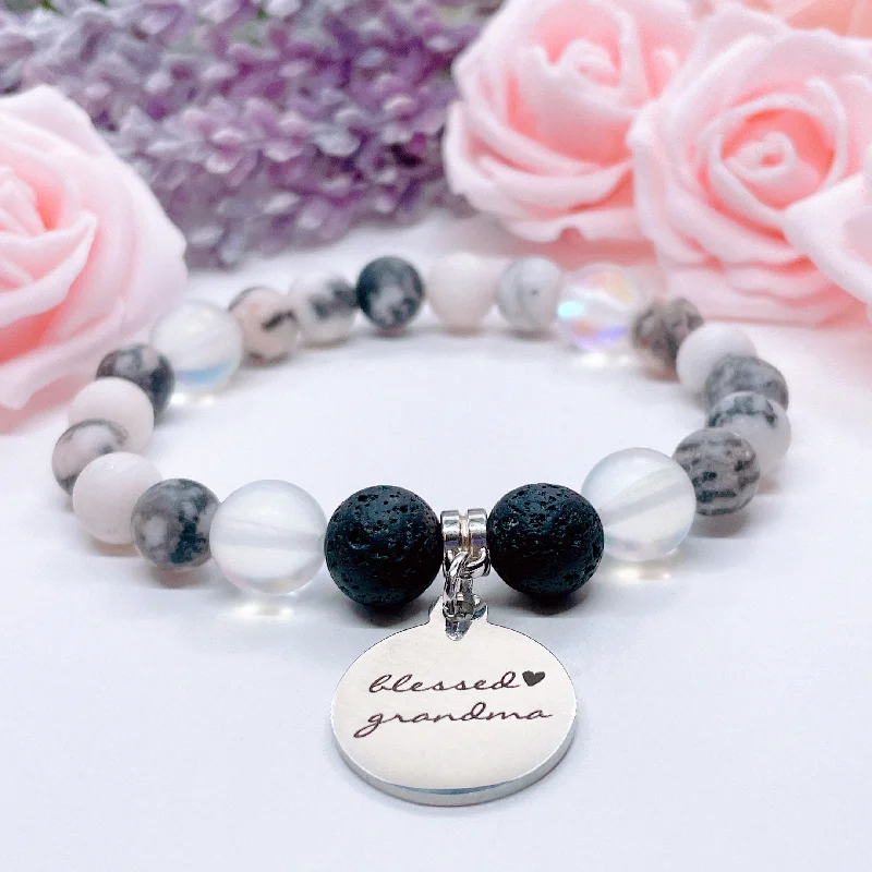 Soft clay bracelets-Blessed Grandma Classic Charm Bracelet Lava