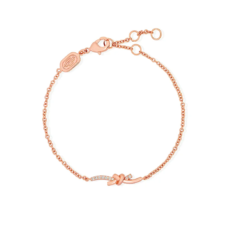 Vivid diamond bracelets-Rose Gold Clove Knot Bracelet