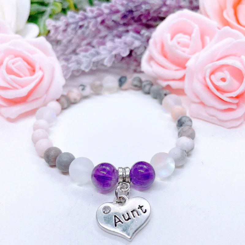 Clear modern bracelets-Aunt Heart Companion Charm Bracelet Amethyst