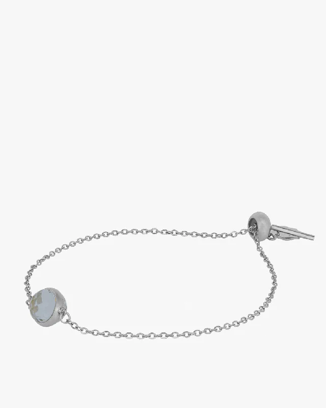 Clear link bracelets-June Birthstone Strength Signature Bracelet, Silver