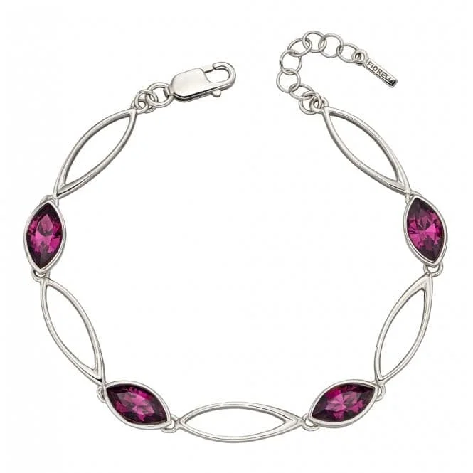 Clear link bracelets-Fiorelli Silver Twist Navette Amethyst Crystal Bracelet B5210M