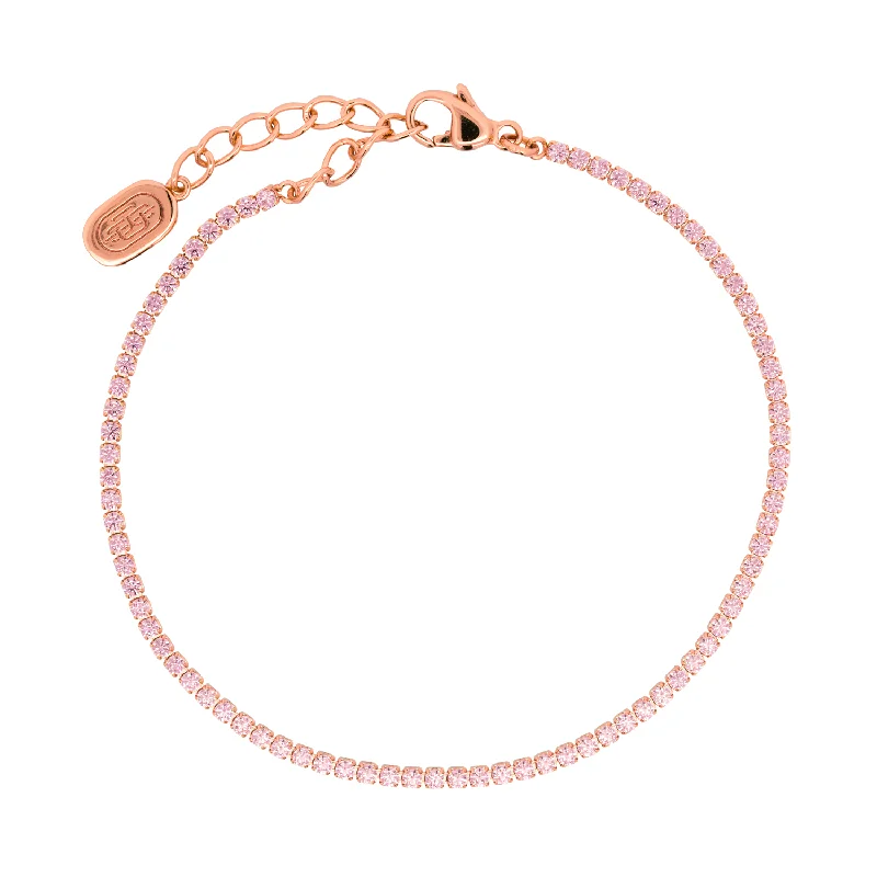 Lily motif bangles-Rose Gold Micro Tennis Bracelet