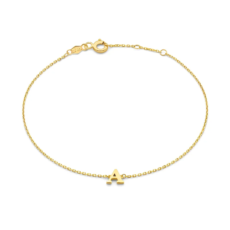 Braided silk bracelets-Le Marais Rachel 14 karat gold initial bracelet with letter