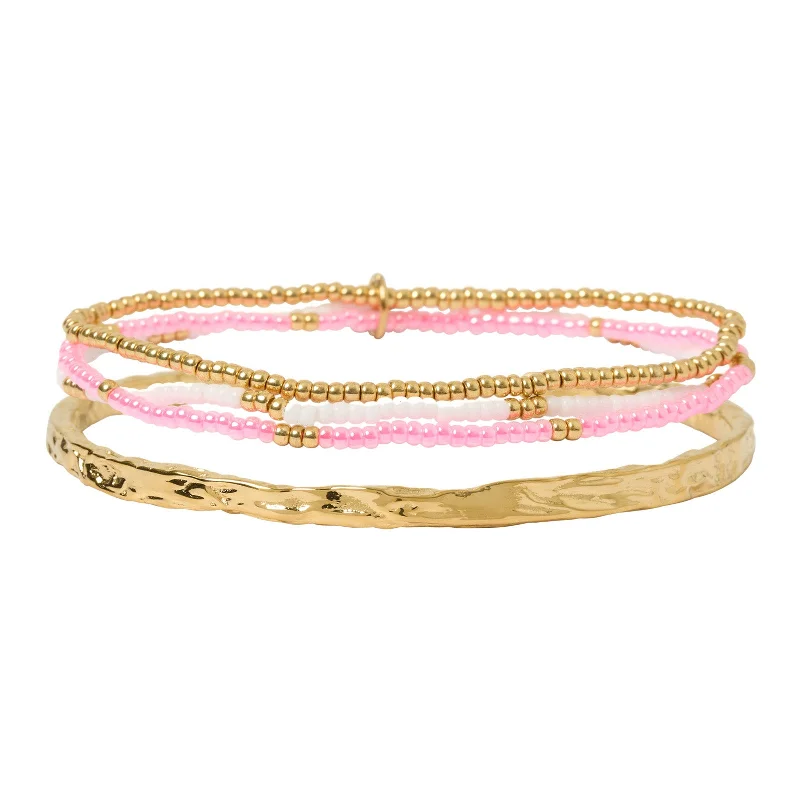 Layered chain bracelets-Sunshine Bracelet Stack - Berry