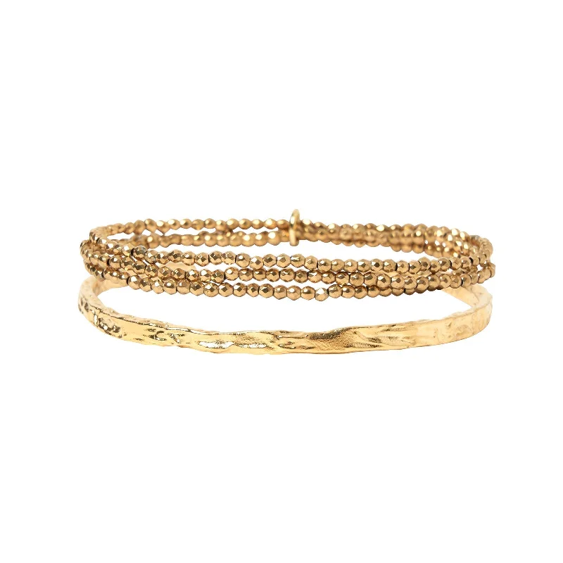 Twisted cord bracelets-Birdie Gold Bracelet Stack