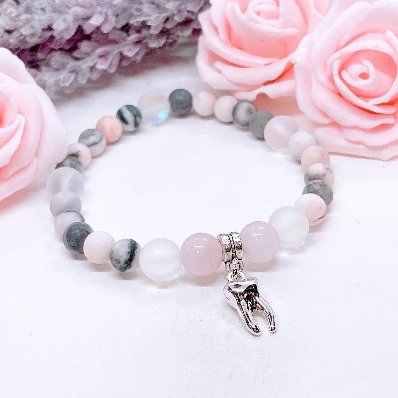 Raven feather bracelets-Tooth Companion Charm Bracelet Rose Quartz