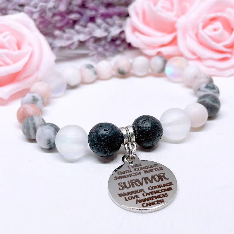 Lock clasp bracelets-Survivor Sentiments Classic Charm Bracelet Lava