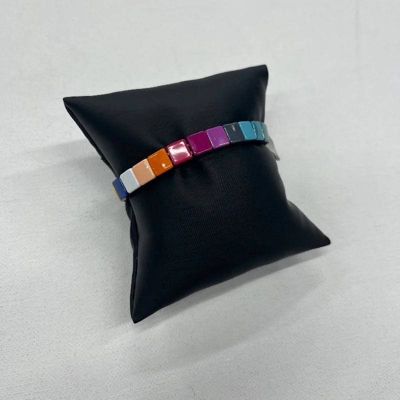 Light accent bracelets-Bracelet Bangle By Cmc Enamel Tile Stretch Bracelet