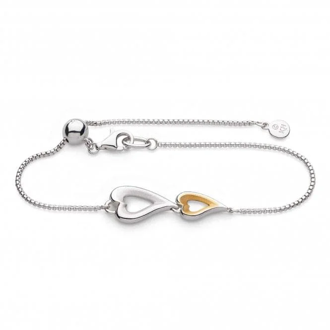 Fused metal bracelets-Desire Love Story Golden Twin Heart Bracelet 70522GDS