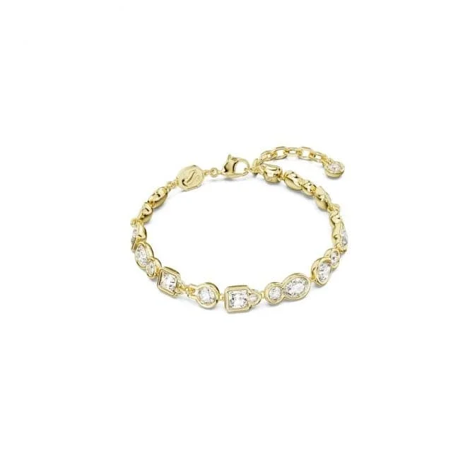 Thick stone bracelets-Dextera Mixed Cuts White Gold-tone Plated Bracelet 5667044