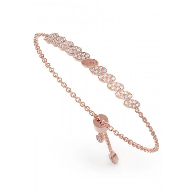 Clear link bracelets-Ladies Rose Gold Plated Leaf Crystals Bracelet UBB01336RGL