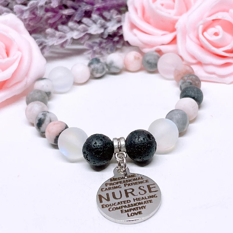 Thin stack bracelets-Nurse Sentiments Classic Charm Bracelet  Lava