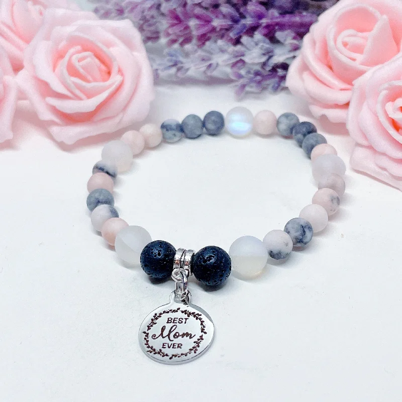 Polished word bracelets-Best Mom Ever Companion Charm Bracelet  Lava