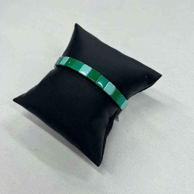 Malachite bead bracelets-Bracelet Bangle By Cmc Enamel Tile Stretch Bracelet