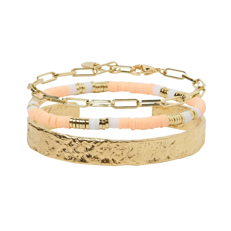 Freshwater pearl bracelets-Savana Bracelet Stack - Coral