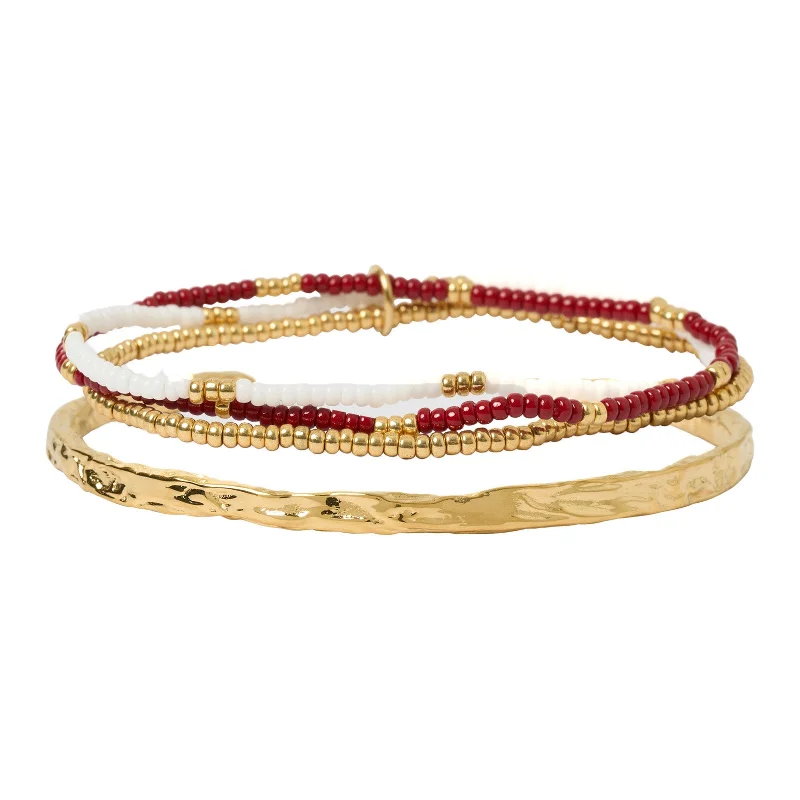 Freshwater pearl bracelets-Sunshine Bracelet Stack - Burgundy