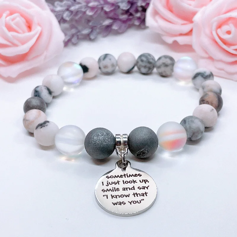 Smooth form bracelets-Sometimes I Just Look Up Classic Charm Bracelet Druzy